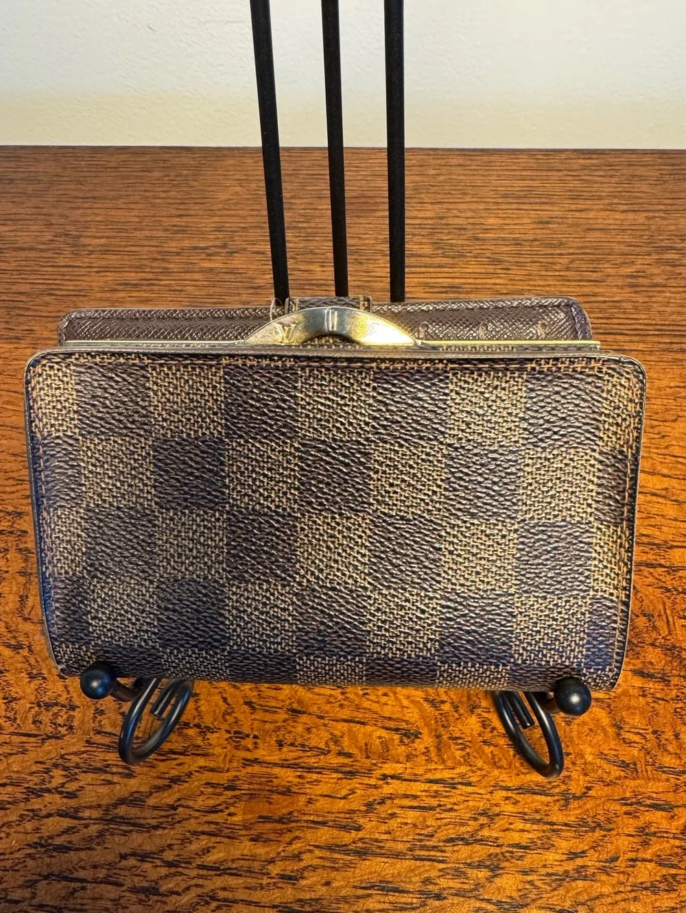 Louis Vuitton Damier Ebene Portefeuille Viennois French Kisslock Wallet